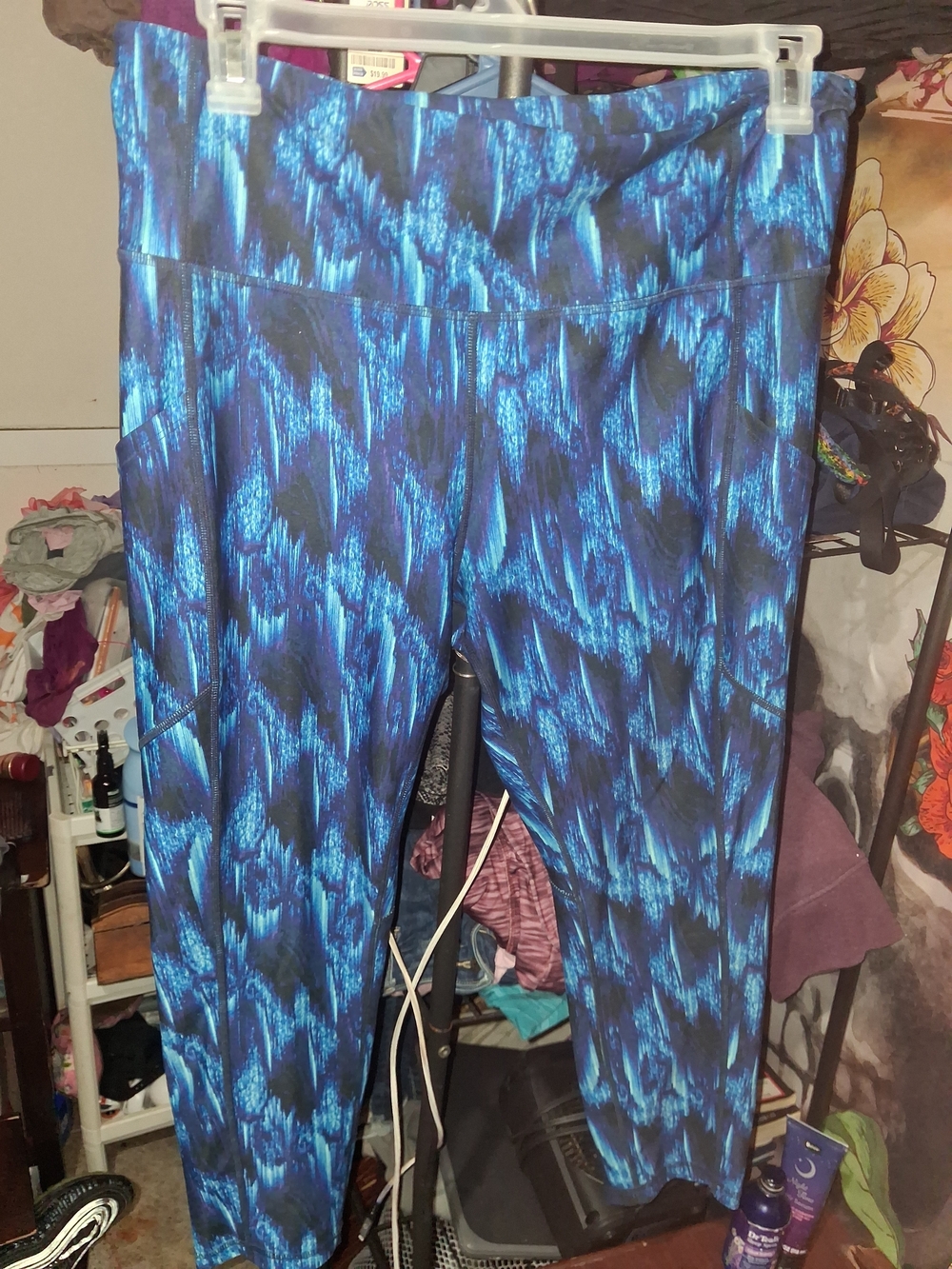 Xersion Blue Patterned Women's Active Leggings